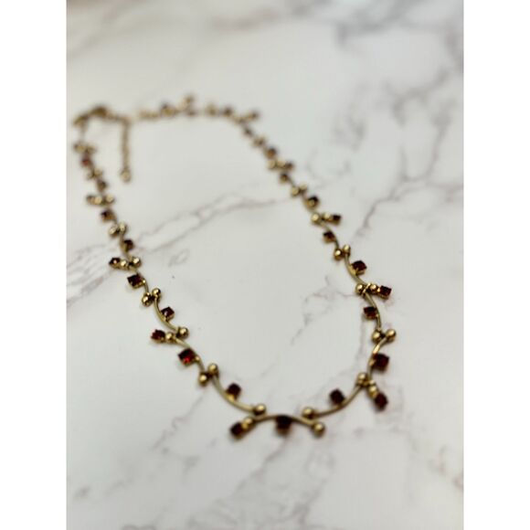 Vintage Monet Ruby Red Crystal Necklace - Picture 2 of 6